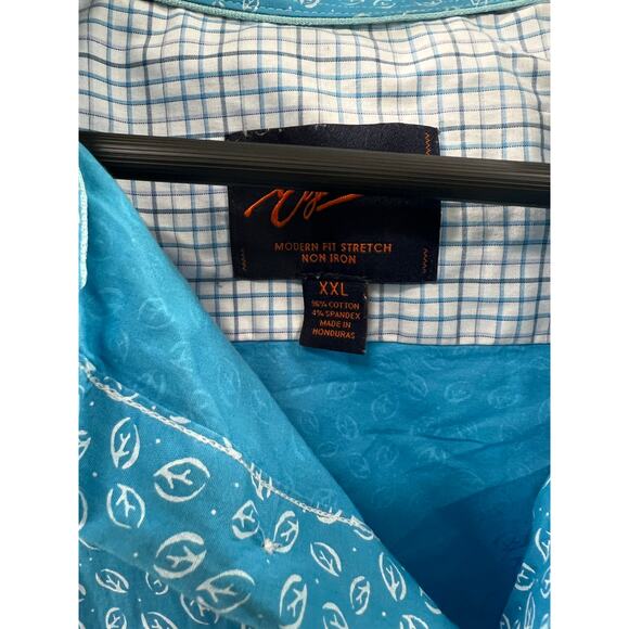 Egara Men’s Modern Fit turquoise blue button front big & tall shirt size XXL - Picture 4 of 5